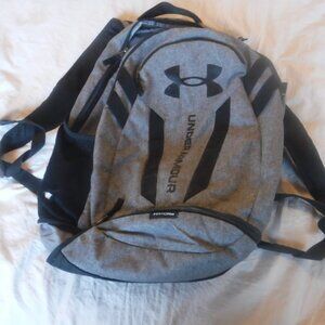 Under Armour Backpack Gray Black Adjustable Strap Polyester Canvas